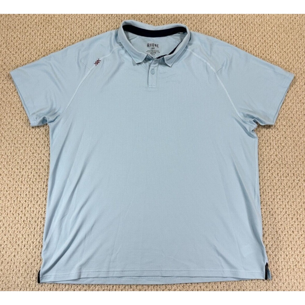 Rhone Delta Pique Polo Mens 2XL Light Blue Performance Performance Golf Stretch